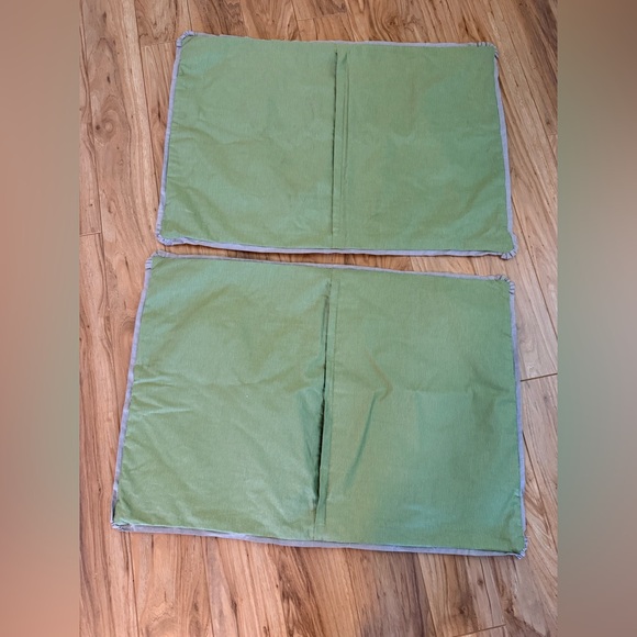 2 Custom Pillow Shams Embroidered Purple Pansies Sage Green & Purple Border20x28 - Picture 5 of 6